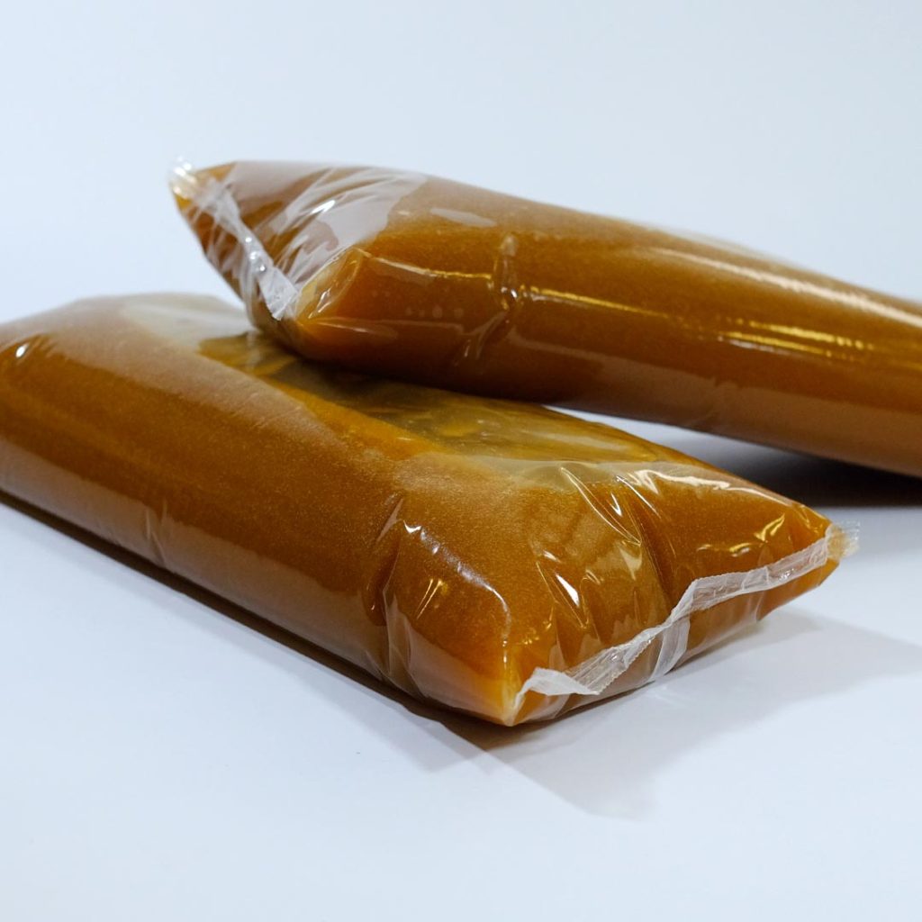 Close up of protein jelly glue bags.