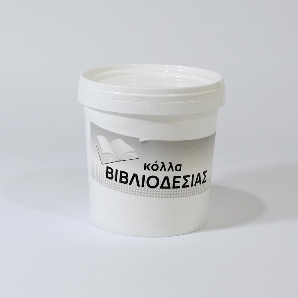 White liquid glue bucket.