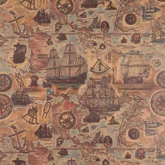 Close up of vintage printed nautical map-themed art paper.