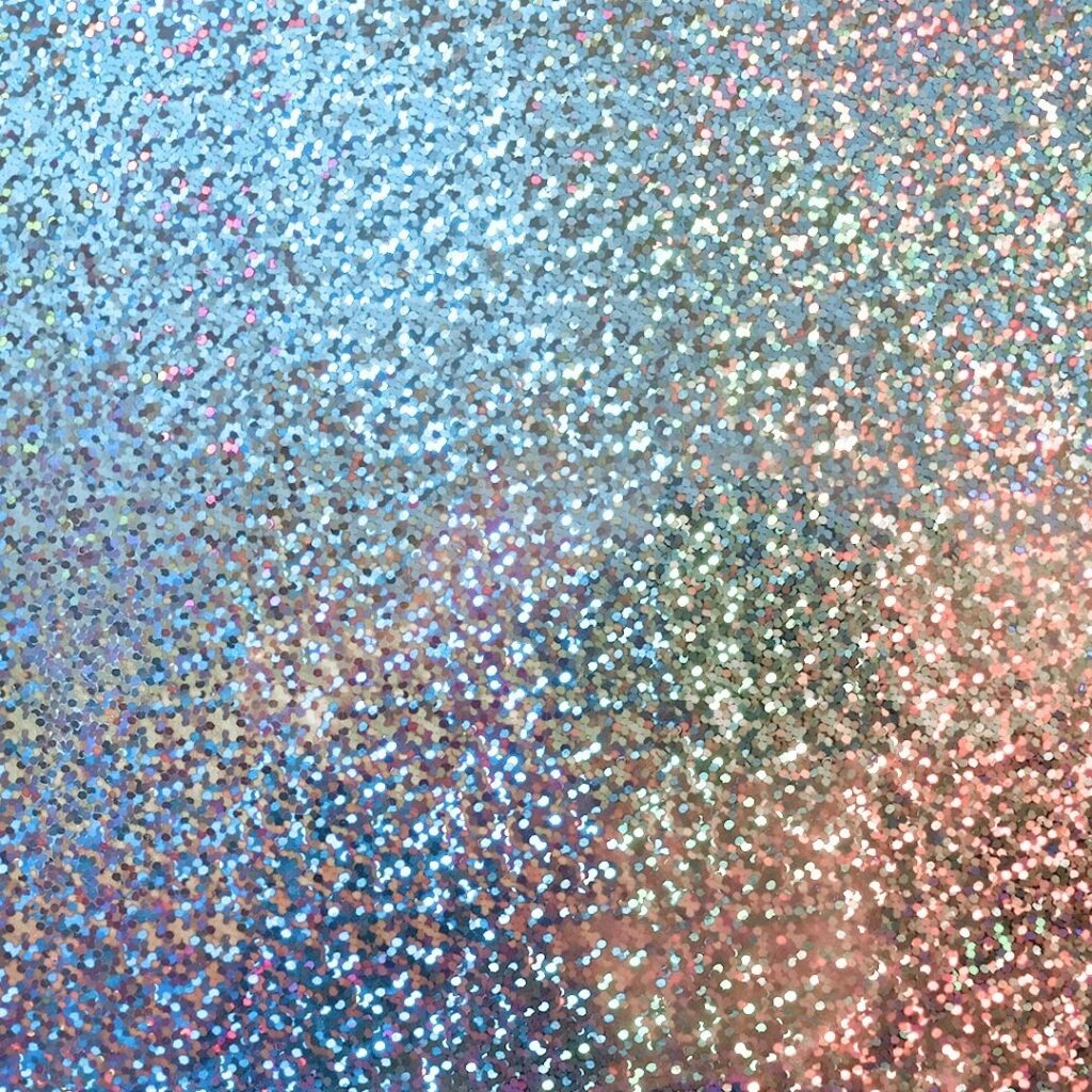 Close up of hot stamping foil 03 GLITTER HOLO SILVER