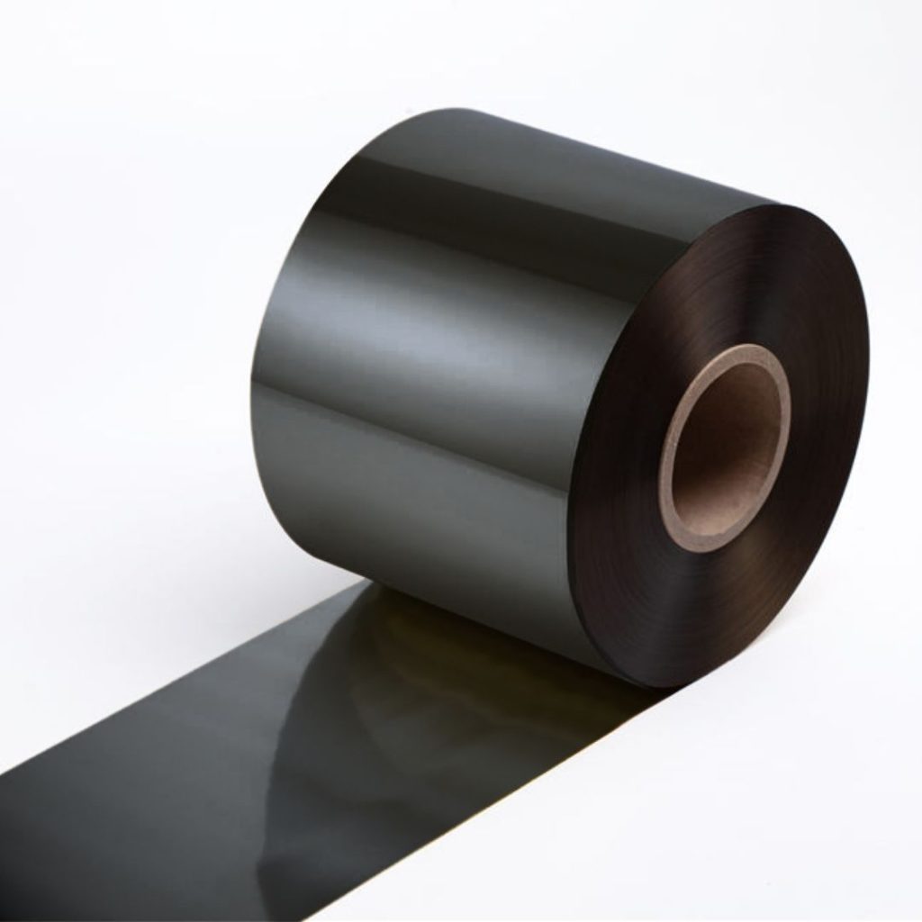 Close up of a hot-stamping foil roll in 160 black.