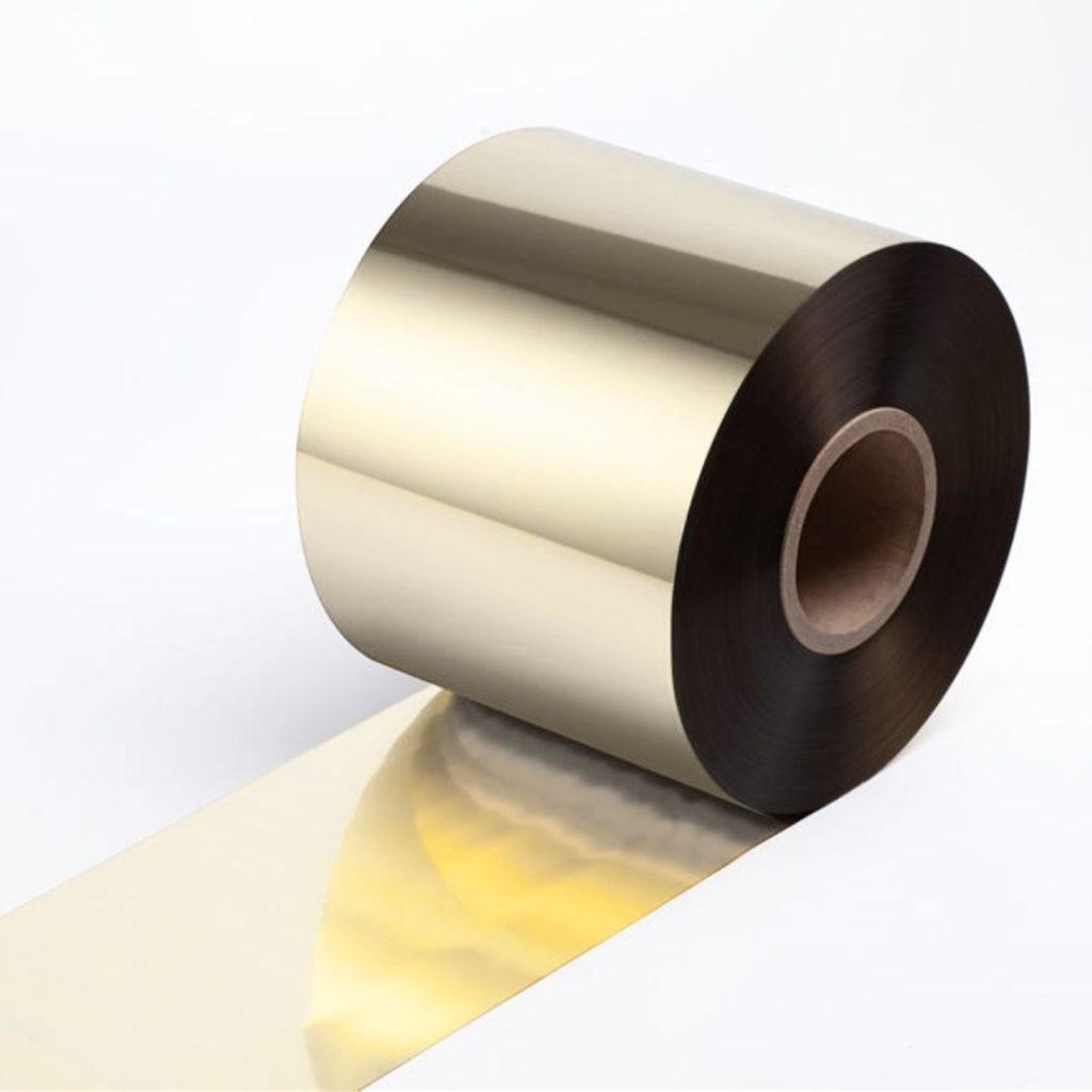 Close up of a hot-stamping foil roll in 706 platinum.