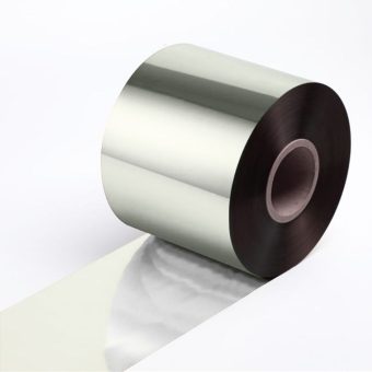 Close up of a hot-stamping foil roll in LP01 silver.